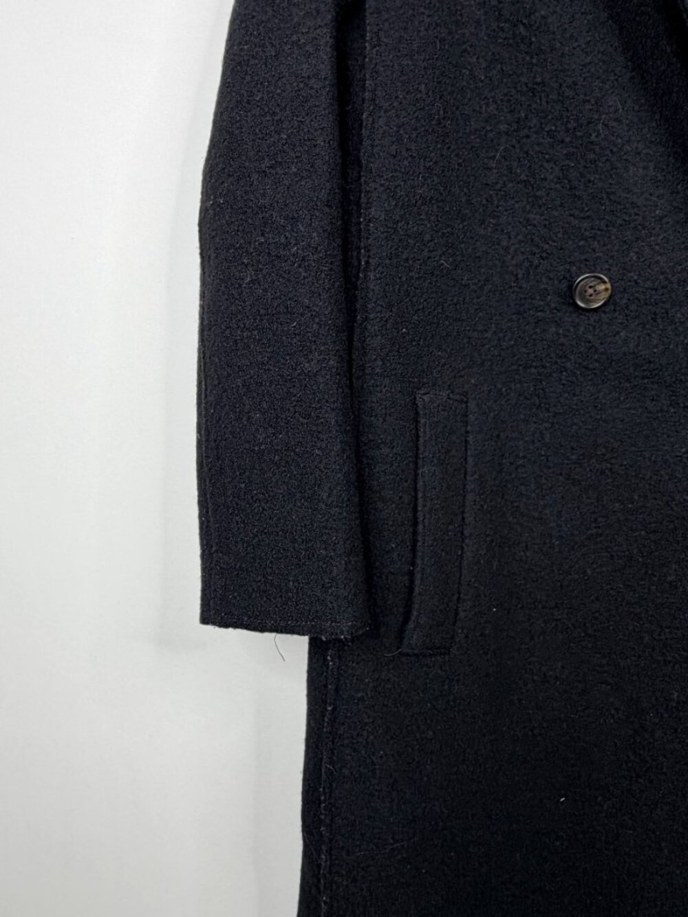 J. Crew Italian Boiled Wool Double-Breasted Peacoat Black 00 #A3792 - Picture 3 of 8